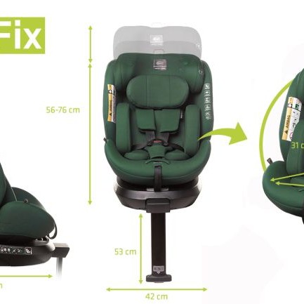 Scaun auto Isofix rotativ 0-36kg Enzo Fix 4Baby Dark Green