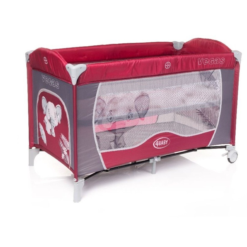 Patut pliabil pentru copii Vegas 4Baby Red Elephant