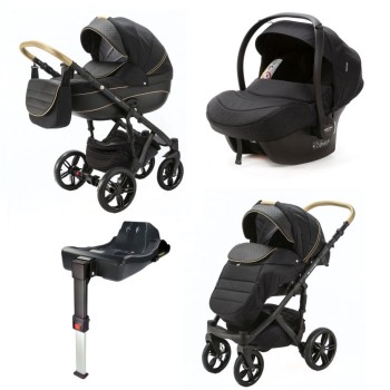 Carucior 4 in 1 ENCORE 2 Adamex Black X85 cu scoica testata ADAC si baza isofix