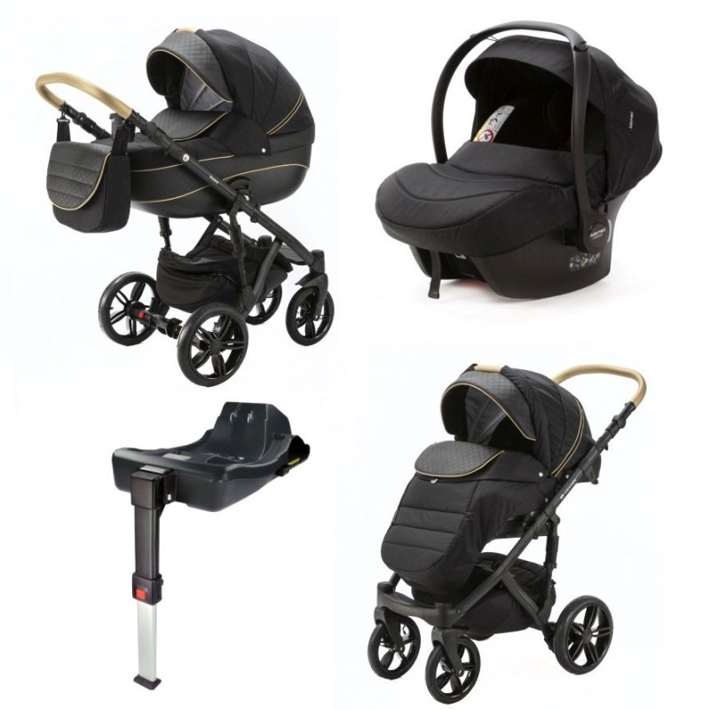Carucior 4 in 1 ENCORE 2 Adamex Black X85 cu scoica testata ADAC si baza isofix