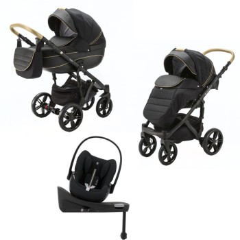 Carucior 4 in 1 Encore 2 Adamex Black X85 cu Cybex Cloud G Plus i-size recline ADAC si baza isofix rotativa