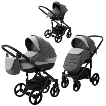 Carucior 3 in 1 ENCORE 2 Adamex Grey Jeans AZ2 cu scoica testata ADAC