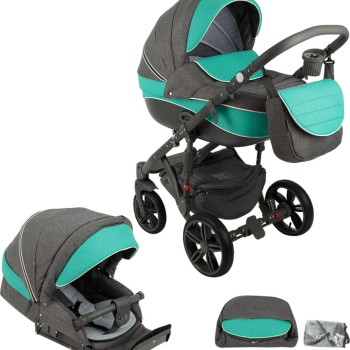 CARUCIOR COPII 3 IN 1 ADAMEX ENCORE GREY TURQUOISE X11