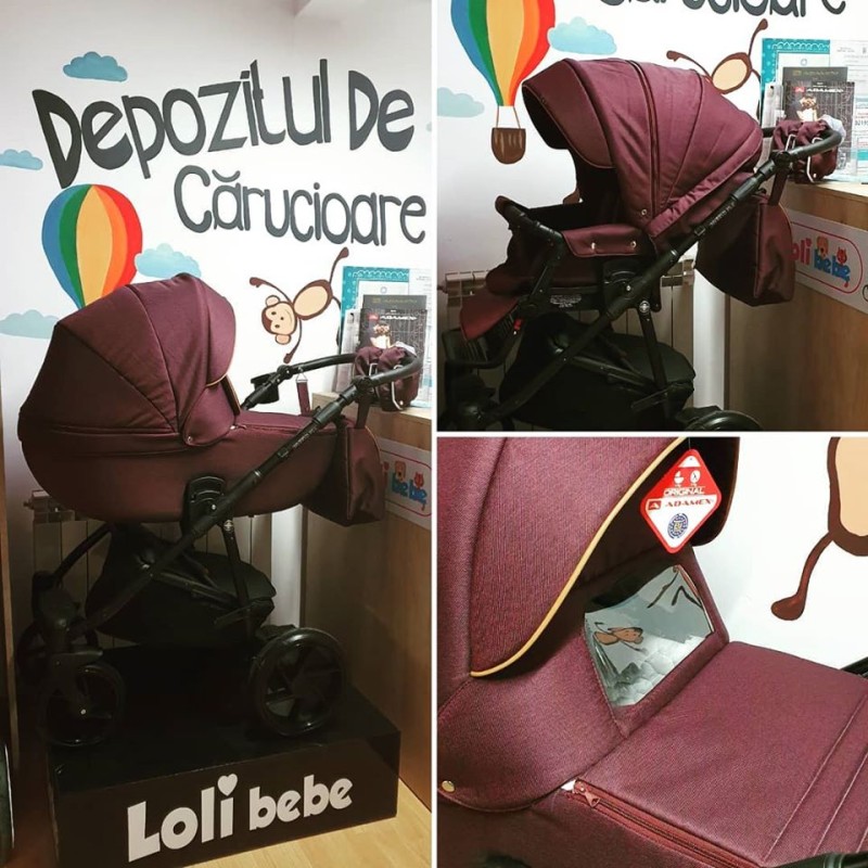 Carucior copii 3 in 1 Hybryd Adamex Aubergine V6