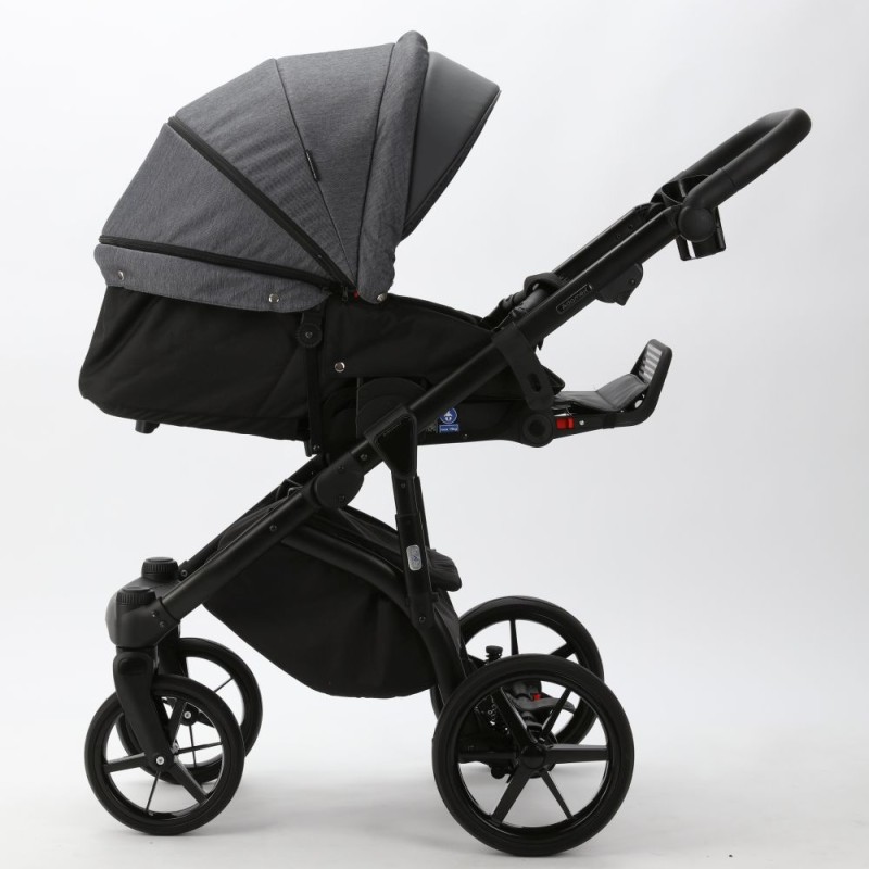 Carucior copii 3 in 1 Nola Adamex Grafit PS35 cu Cybex Cloud G Confort i-size recline testata ADAC