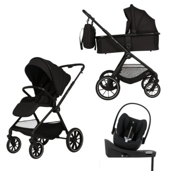 Carucior Copii Adamex Nova Black 4in1 cu scoica Cybex Cloud G plus ADAC si isofix