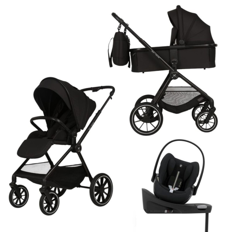 Carucior Copii Adamex Nova Black 4in1 cu scoica Cybex Cloud G plus ADAC si isofix