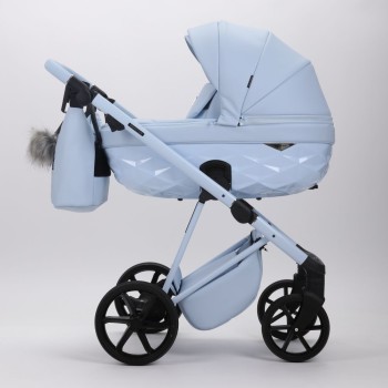 Carucior 3 in 1 Quantum Adamex Natura Baby Blue cu scoica testata ADAC