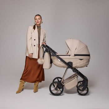 Carucior 3 in 1 Quantum Adamex Deluxe Beige Star 155 cu scoica testata ADAC