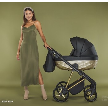 Carucior 3 in 1 Quantum Adamex Deluxe Black Star 102 cu scoica testata ADAC