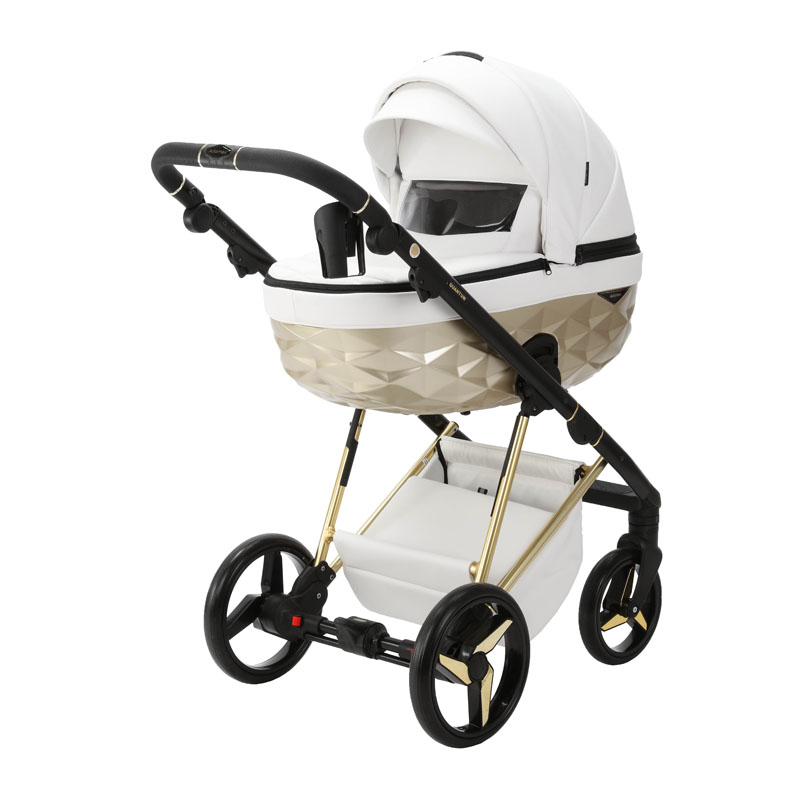 Carucior 3 in 1 Quantum Adamex Deluxe Pure White Star 104 cu scoica testata ADAC