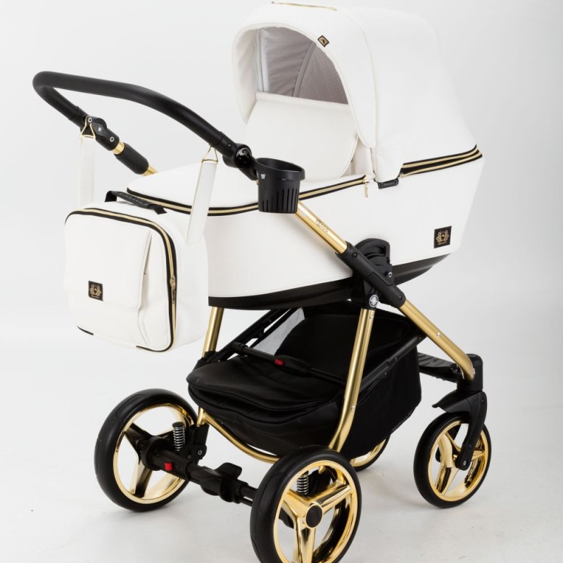 Carucior copii 3 in 1 Reggio Adamex Special Edition White Pure Gold Y211