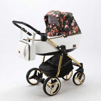 Carucior copii 3 in 1 Reggio Adamex Special Edition White Flowers