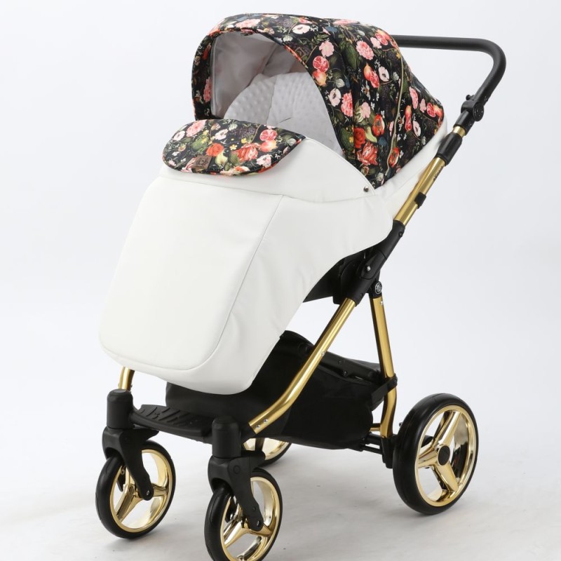Carucior copii 3 in 1 Reggio Adamex Special Edition White Flowers