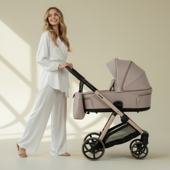 Carucior copii Sigma Natura Cappucino Adamex 3 in 1 cu scoica testata ADAC