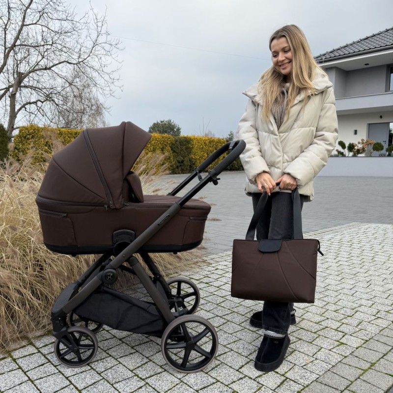 Carucior copii Sigma Natura Coffee Adamex 3 in 1 cu scoica testata ADAC