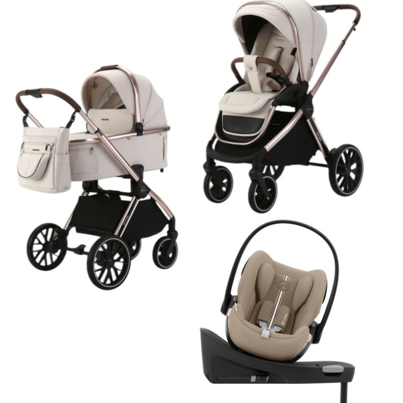 Spark Adamex Champagne-Vanilla 4in1 cu scoica Cybex Cloud G plus ADAC si isofix