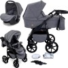 Carucior copii 3 in 1 Boston Grey Jeans cu scoica Cosmo Avionaut testata ADAC