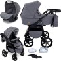 Carucior copii 3 in 1 Boston Grey Jeans cu scoica Cosmo Avionaut testata ADAC