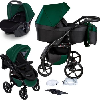 Carucior copii 3 in 1 Boston Bottle Green cu scoica Cosmo Avionaut testata ADAC