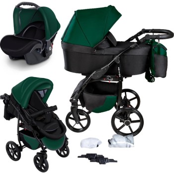 Carucior copii 3 in 1 Boston Bottle Green cu scoica Cosmo Avionaut testata ADAC