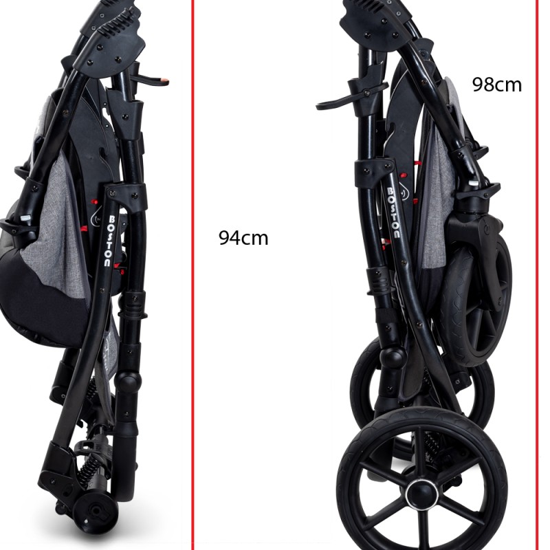 Carucior copii 3 in 1 Boston Black cu scoica Cosmo Avionaut testata ADAC