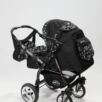 Carucior 3 in 1 Junior Plus Baby Merc Black Flowers