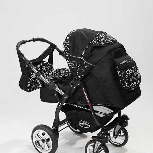 Carucior 3 in 1 Junior Plus Baby Merc Black Flowers