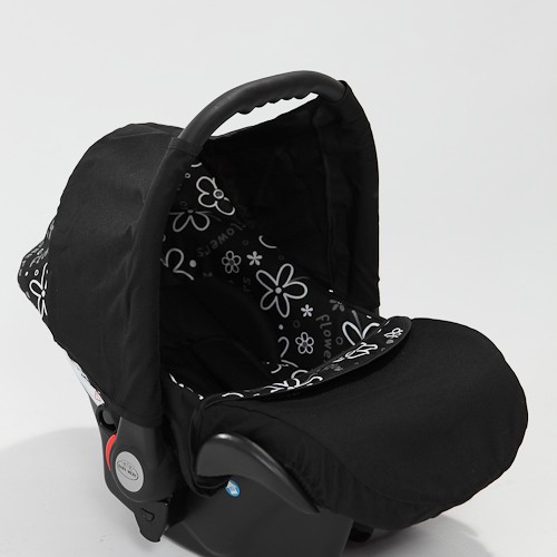Carucior 3 in 1 Junior Plus Baby Merc Black Flowers