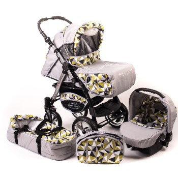 Carucior 3 in 1 Junior Plus Baby Merc Light Grey Lime Zig-Zag