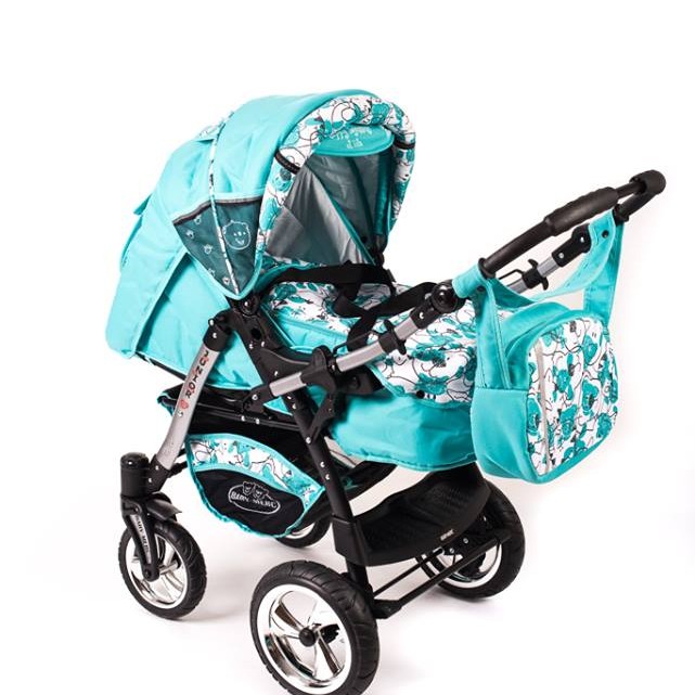 Carucior 3 in 1 Junior Plus Baby Merc Turquoise Bears
