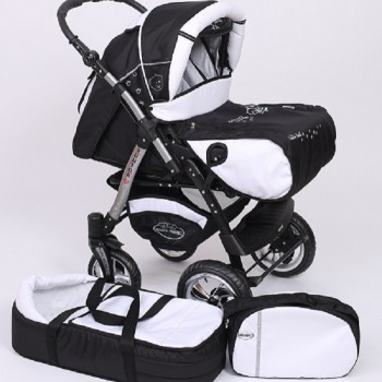 Carucior copii 2 in 1 Junior Plus Baby Merc Black White