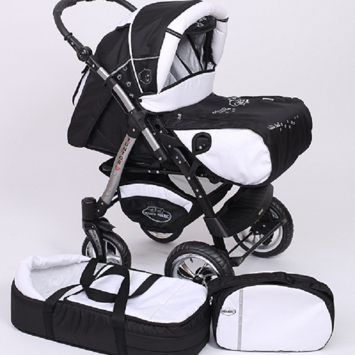 Carucior 3 in 1 Junior Plus Baby Merc Black White