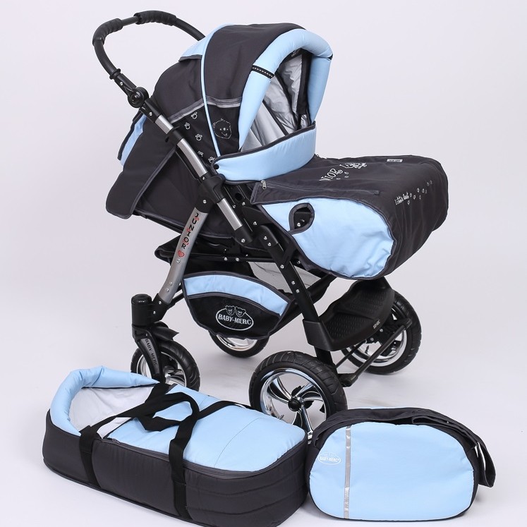 Carucior copii 2 in 1 Junior Plus Baby Merc Graphit Light Blue