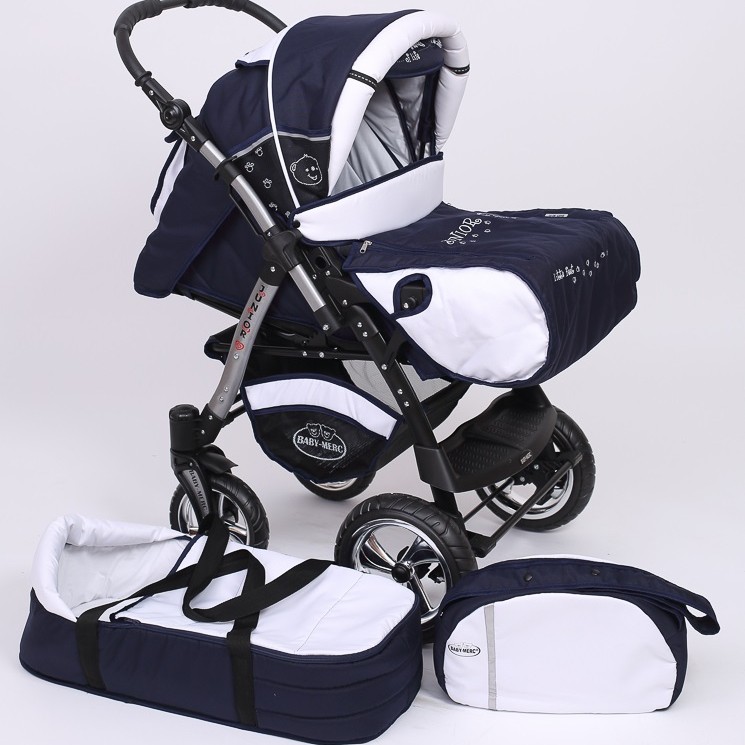 Carucior copii 2 in 1 Junior Plus Baby Merc Navy Blue White