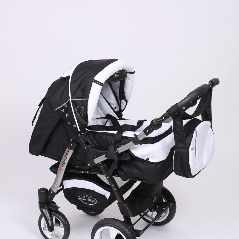 Carucior 3 in 1 Junior Plus Baby Merc Black White