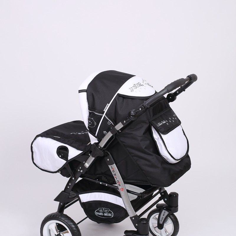 Carucior copii 2 in 1 Junior Plus Baby Merc Black White
