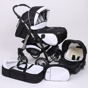 Carucior 3 in 1 Junior Plus Baby Merc Black White