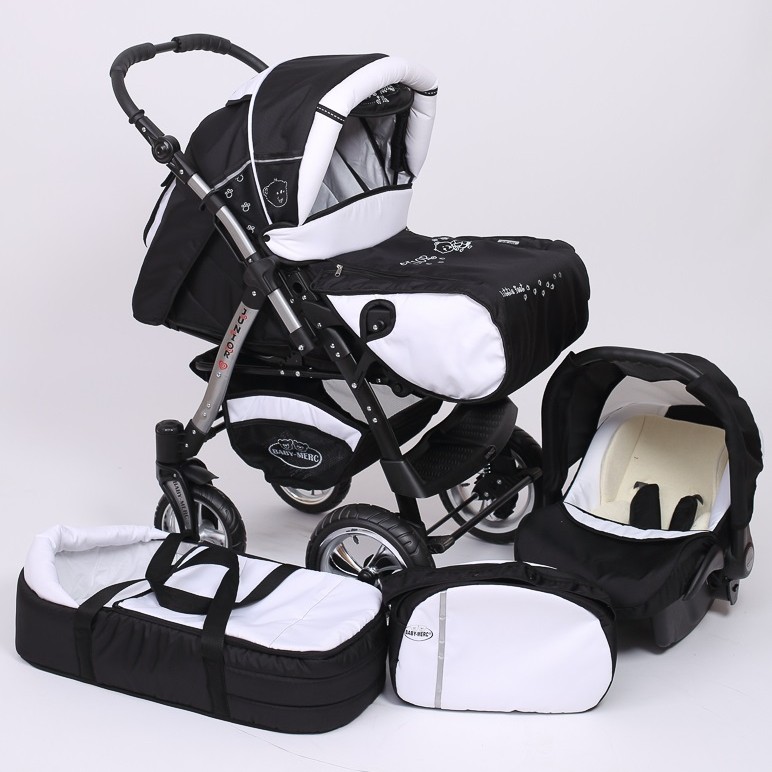 Carucior 3 in 1 Junior Plus Baby Merc Black White