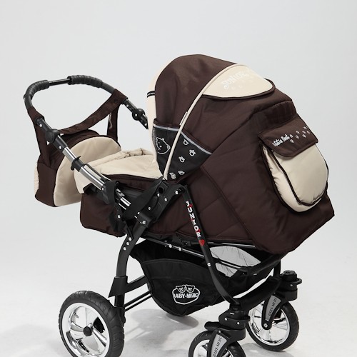 Carucior copii 3 in 1 Junior cu port-bebe si scoica Brown Beige