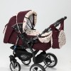 Carucior 3 in 1 Junior Plus Baby Merc Dark red flowers