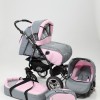 Carucior 3 in 1 Junior Plus Baby Merc Black Light Grey Pink
