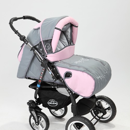 Carucior 3 in 1 Junior Plus Baby Merc Black Light Grey Pink