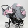 Carucior 3 in 1 Junior Plus Baby Merc Black Light Grey Pink