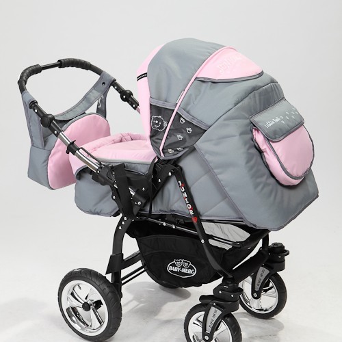 Carucior 3 in 1 Junior Plus Baby Merc Black Light Grey Pink