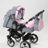 Carucior 3 in 1 Junior Plus Baby Merc Black Light Grey Pink