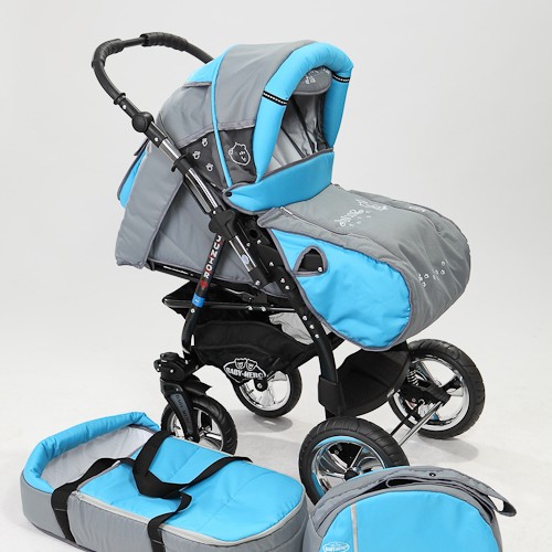 Carucior 3 in 1 Junior Plus Baby Merc Light grey turquoise