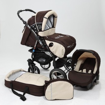 Carucior copii 3 in 1 Junior Plus cu port-bebe Brown Beige