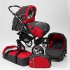 Carucior copii 3 in 1 Junior Plus cu port-bebe Charcoal Grey Red