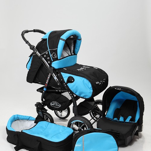 Carucior 3 in 1 Junior Plus Baby Merc Black Turquoise